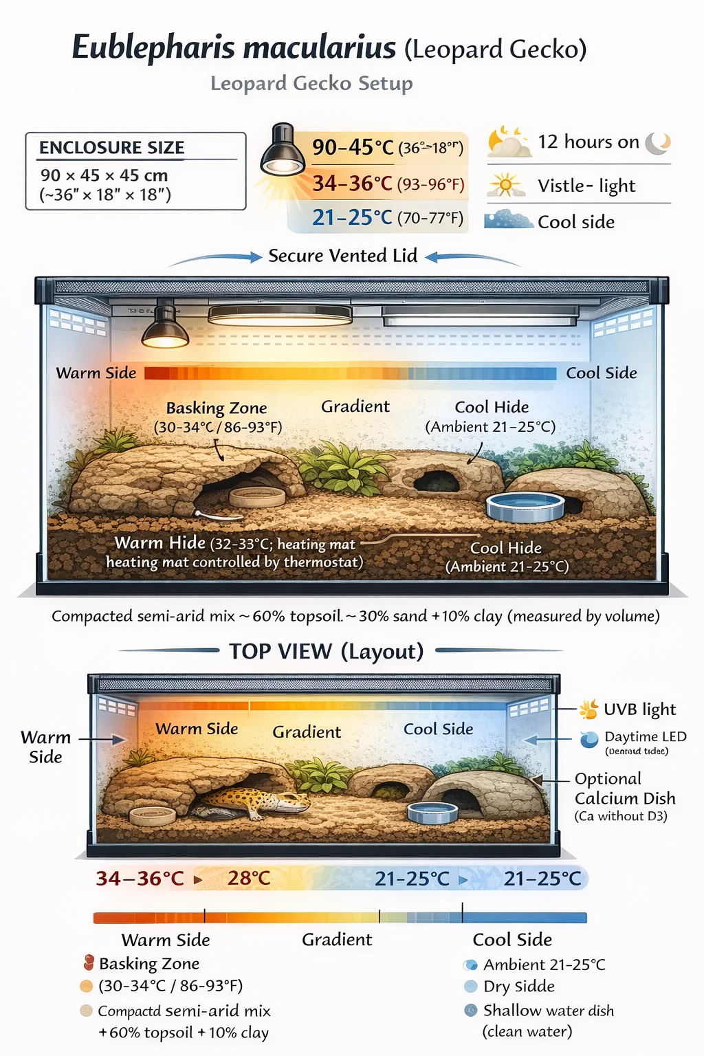 Leopard Gecko enclosure setup image for reptile husbandry planning in CareTrack